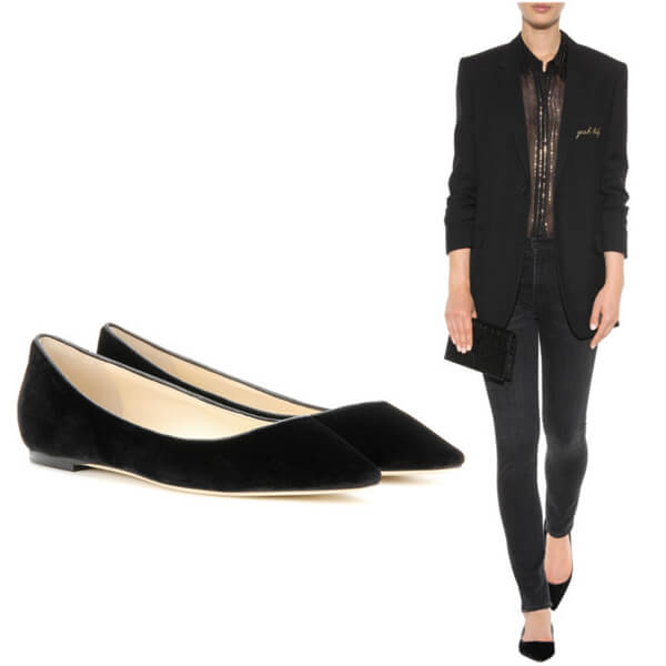 16-17AW Jimmy choo ジミーチュウスーパーコピー Romy ベルベット バレリーナ